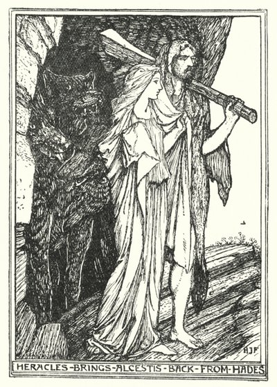 Heracles brings Alcestis back from Hades by Henry Justice Ford