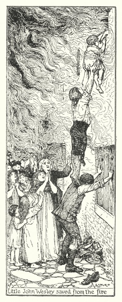 Little John Wesley saved from the fire by Henry Justice Ford