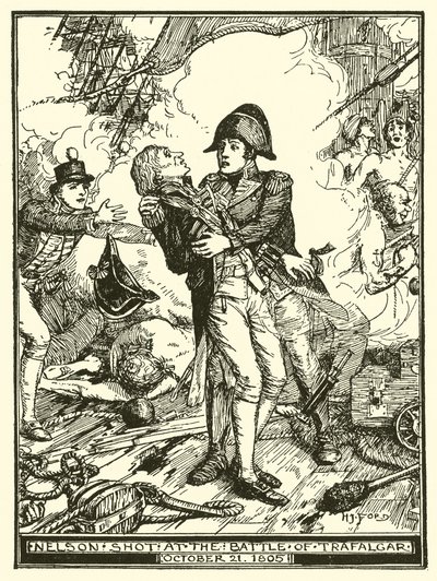 Nelson Shot at the Battle of Trafalgar, October 21, 1805 by Henry Justice Ford