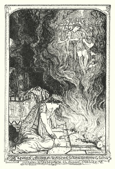 Queen Althea Watches the Burning Log While Meleager is Dying Outside by Henry Justice Ford