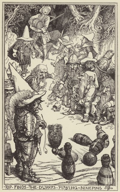 Rip finds the dwarfs playing ninepins by Henry Justice Ford
