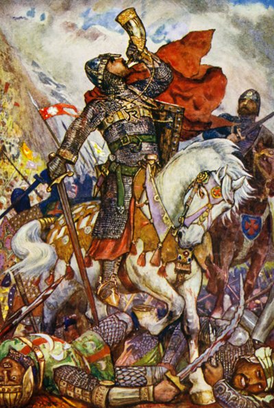Roland Blows His Horn in the Valley of Roncevaux by Henry Justice Ford