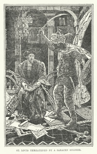 St Louis threatened by a Saracen soldier by Henry Justice Ford