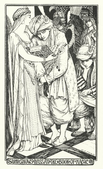 Sumi Shows Hassan the Book of Magic by Henry Justice Ford