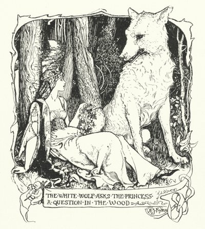 The White Wolf Asks the Princess a Question in the Wood (engraving) by Henry Justice Ford