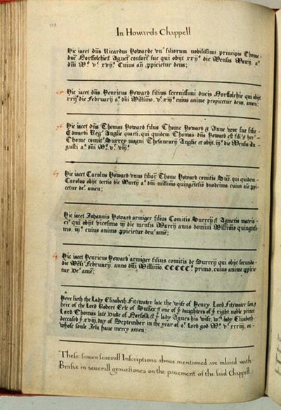Inscriptions from the Howards