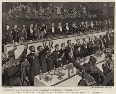 A Welcome Home, the Banquet to the Company of HMS St George at Portsmouth by Henry Marriott Paget