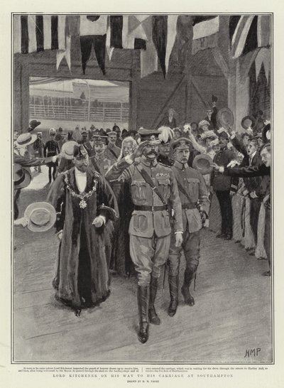Lord Kitchener on his Way to his Carriage at Southampton by Henry Marriott Paget