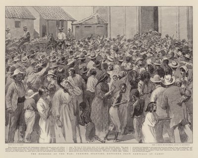 The Horrors of the War, feeding Starving Refugees from Santiago at Caney by Henry Marriott Paget