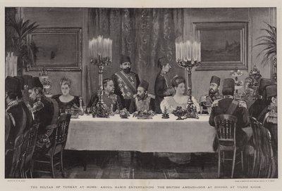 The Sultan of Turkey at Home, Abdul Hamid entertaining the British Ambassador at Dinner at Yildiz Kiosk by Henry Marriott Paget