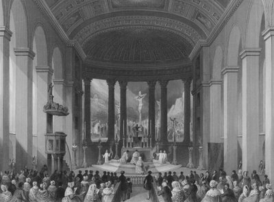Celebration of High Mass on Christmas Day, Roman Catholic Chapel, Moorfields, City of London by Henry Melville