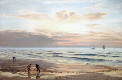 Fishermen pulling their nets on the shores of the north coast of Wales by Henry Moore