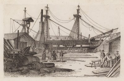 A West Indiaman in Cox and Curlins Yard, Limehouse by Henry Moses