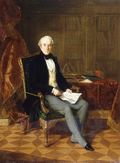 Portrait of Henry Pelham-Clinton, K.G., 4th Duke of Newcastle, Holding a Document, in His Study by Henry Nelson ONeil