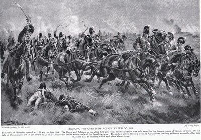 Bringing the Guns into Action, Waterloo, Illustration from 