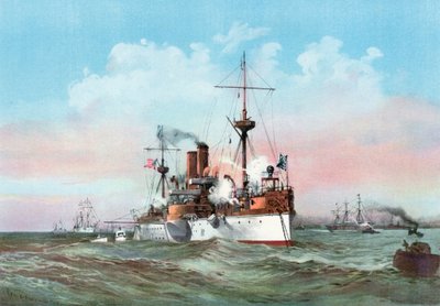 The Maine Saluting the Spanish Flag-Ship on Arriving in the Harbor of Havana by Henry Reuterdahl