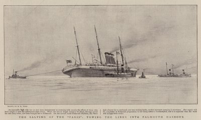 The Salving of the Paris, Towing the Liner into Falmouth Harbour by Henry Scott Tuke