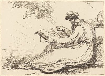 Oriental with Beard, Reading a Book by Henry Singleton