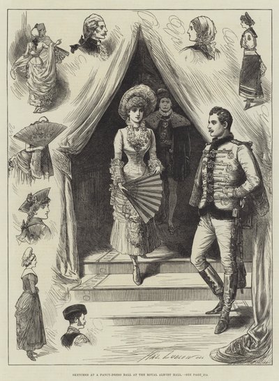 Sketches at a Fancy-Dress Ball at the Royal Albert Hall by Henry Stephen Ludlow