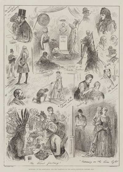 Sketches at the Rehearsal for the Tableaux of the Royal Institute Costume Ball by Henry Stephen Ludlow