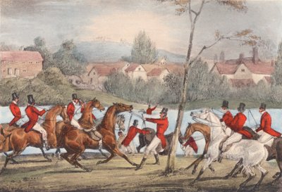 Mytton swims the Severn at Uppington Ferry, "He that calls himself a sportsman, let him follow me!" by Henry Thomas (after) Alken