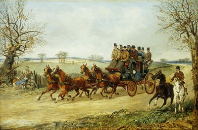 A Coach and Four on an Autumn Road by Henry Thomas Alken