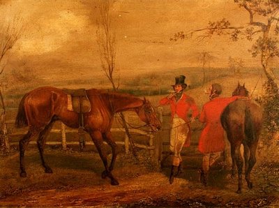 Huntsmen Smoking by a Fence by Henry Thomas Alken