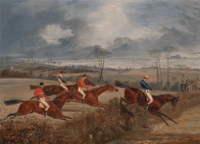 Scenes from a Steeplechase: Taking a Hedge by Henry Thomas Alken