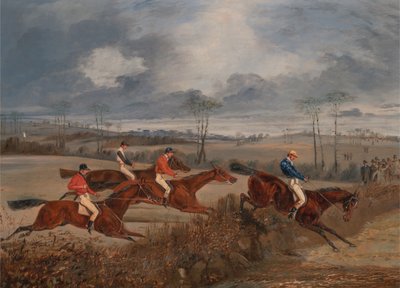 Scenes from a steeplechase: Taking a Hedge, ca. 1845 by Henry Thomas Alken