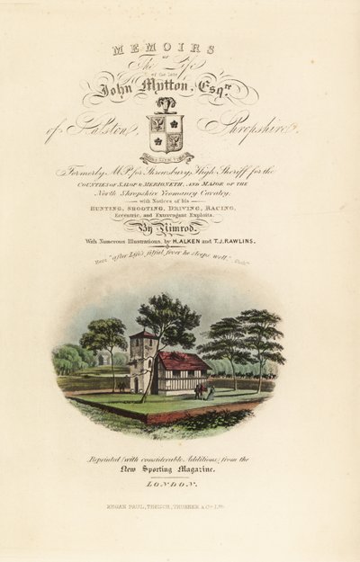 Title Page with Calligraphic Title and Vignette of English Tudor by Henry Thomas Alken