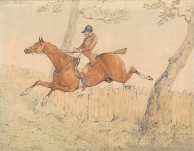 Topping a Park Fence and Doing the Thing Easy by Henry Thomas Alken