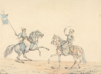 Two Turkish Cavalrymen by Henry Thomas Alken