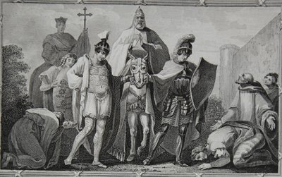 Henry and Lewis conducting the Pope to the castle of Torci, engraved by Saunders, illustration from David Hume