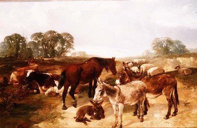 A gathering on Hampstead Heath by Henry Weekes