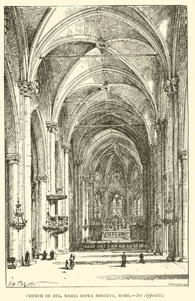 Church of Sta Maria Sopra Minerva, Rome (engraving) by Henry William Brewer