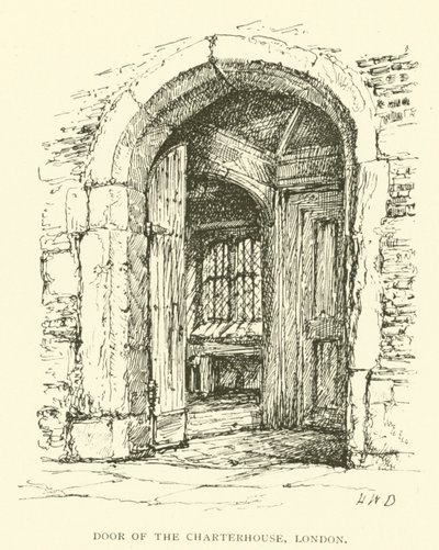 Door of the Charterhouse, London (engraving) by Henry William Brewer