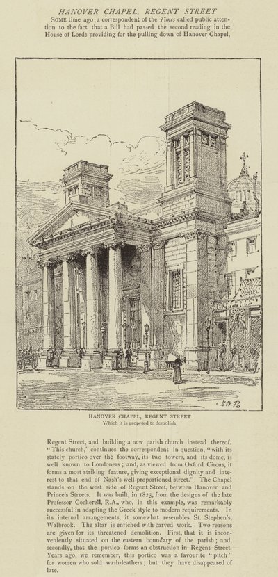 Hanover Chapel, Regent Street by Henry William Brewer