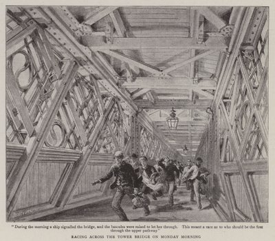 Racing across the Tower Bridge on Monday Morning by Henry William Brewer