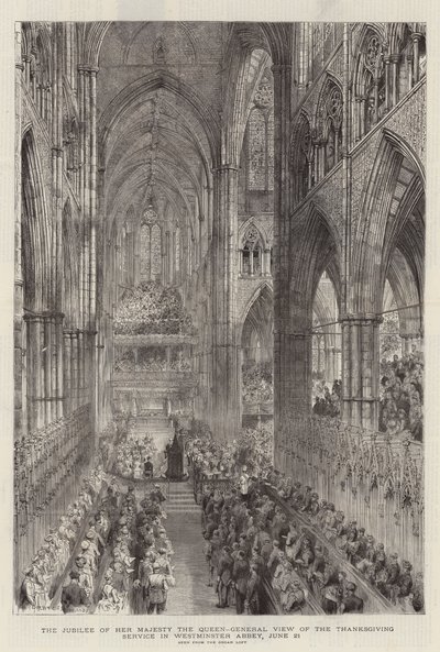 The Jubilee of Her Majesty the Queen, General View of the Thanksgiving Service in Westminster Abbey, 21 June by Henry William Brewer