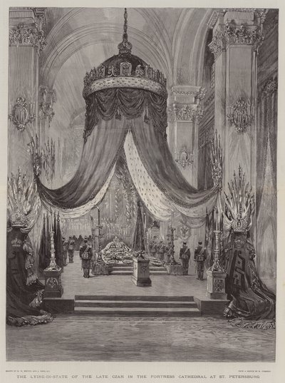 The Lying-in-State of the Late Czar in the Fortress Cathedral at St Petersburg by Henry William Brewer