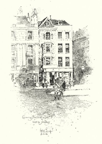 Crown and Anchor, kept by Thomas Simpkin, The Strand, London by Herbert (after) Railton