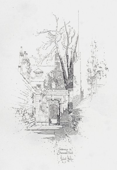Gateway to Frewen Hall, Oxford by Herbert (after) Railton