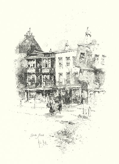 Grub Street, London (litho) by Herbert (after) Railton