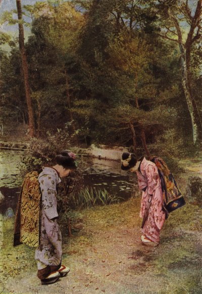 Greetings in the Old Garden at Kinkakuji by Herbert Ponting