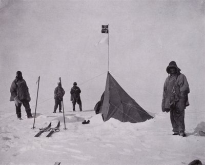 It was a black flag, the Norwegian flag. Amundsen was first at the pole by Herbert Ponting