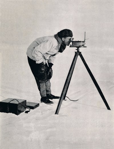 Lieut. Pennell with a Prismatic Compass, December 1910 by Herbert Ponting