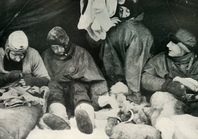 Members of the Polar Party Getting Into Their Sleeping-Bags by Herbert Ponting