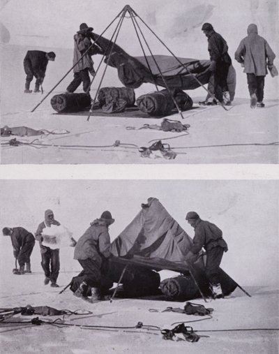Pitching the tent by Herbert Ponting