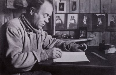 Scott Wrote and Planned and Calculated at His Little Table by Herbert Ponting