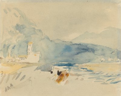 A Landscape with Mountains and a Stream by Hercules Brabazon Brabazon